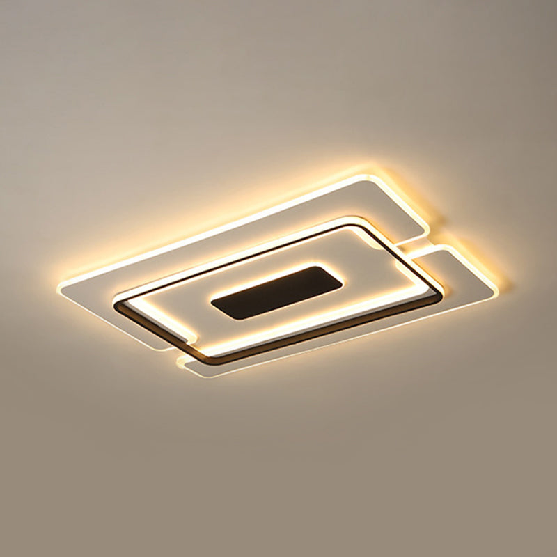 Lampada da soffitto a superficie rettangolare sottile, modernismo, in acrilico, per soggiorno, lampada da incasso a LED in bianco-nero