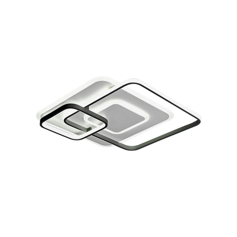 18"/21.5" W Hotel LED Flush Mount Light Modern White Close to Ceiling Lamp with Stacking Square Acrylic Frame in Warm/White Light