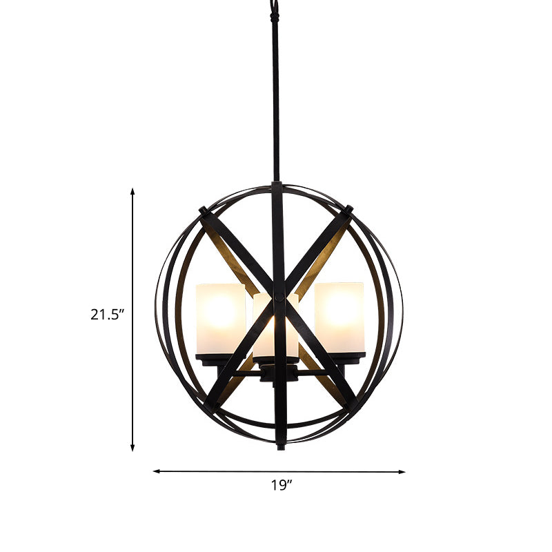 Zwart x-brace kroonluchter lamp magazijn ijzer 3 bollen