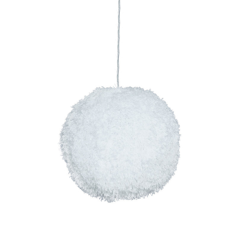 Witte pluche wereldhangende lamp Modern Vogue 1 kopstoffen Suspensie Verlichting voor slaapkamer, 8 "/12" Dia