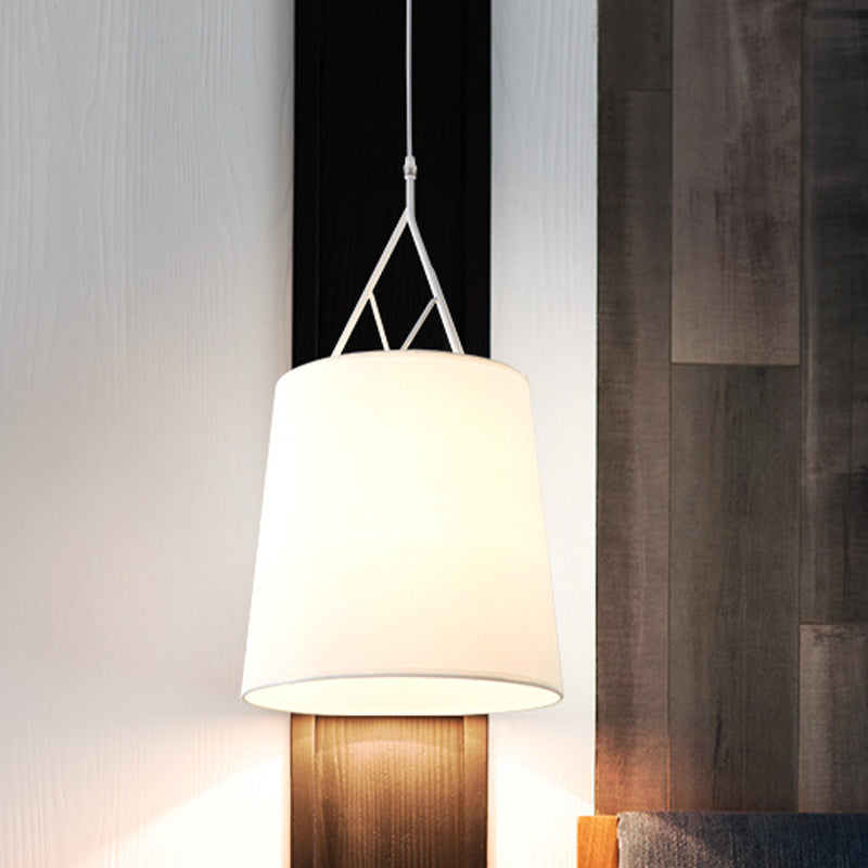 Hand Sewn Fabric Conic Pendant Lamp Nordic Single Black/White Hanging Ceiling Light with Twig Arm