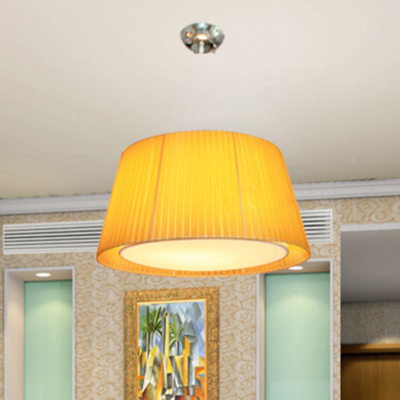 Geel dubbele frustum hangende lamp Modernistisch 1 hoofd verzamelde stof hanger plafondlicht