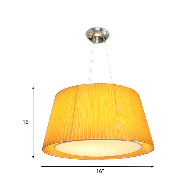 Geel dubbele frustum hangende lamp Modernistisch 1 hoofd verzamelde stof hanger plafondlicht