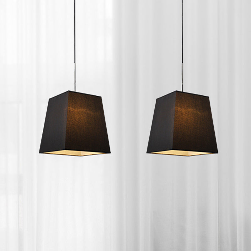 Trapeziumvormige mini hanglamp eenvoud stof enkele zwarte suspensielamp voor eetkamer