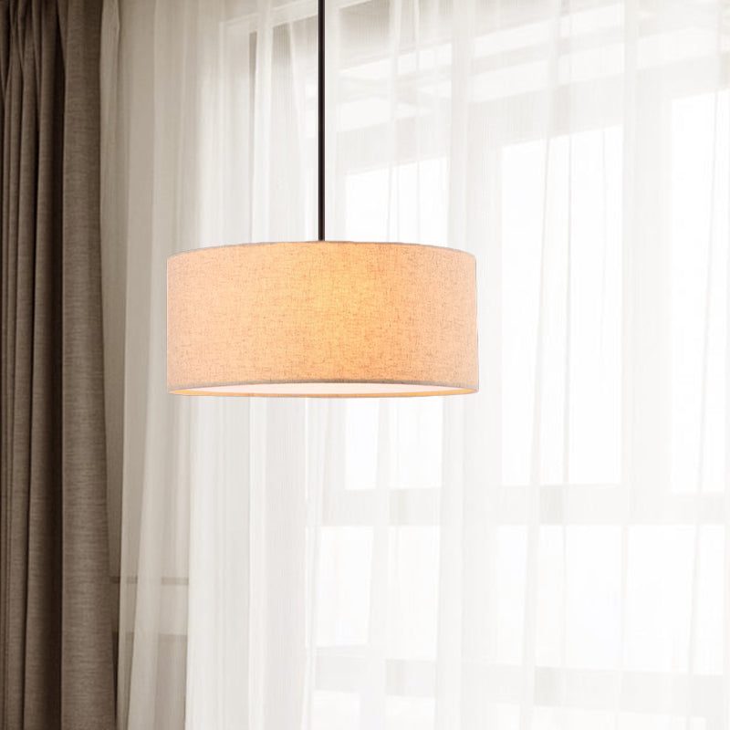 Minimalist Rounded Hanging Lamp Fabric 1 Light Restaurant Pendant Lighting Fixture in Apricot/Flaxen