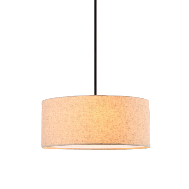 Minimalist Rounded Hanging Lamp Fabric 1 Light Restaurant Pendant Lighting Fixture in Apricot/Flaxen