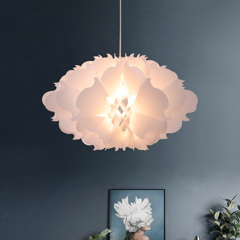 White Floral Suspension Light Modernist 1 Light Acrylic Hanging Pendant over Table