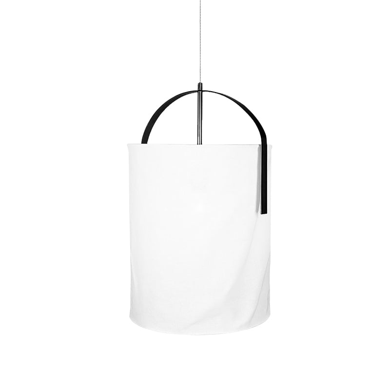 Black/Gold-White Pail Drop Lamp Simplicity 1 Head Fabric Pendant Light Fixture for Bedroom