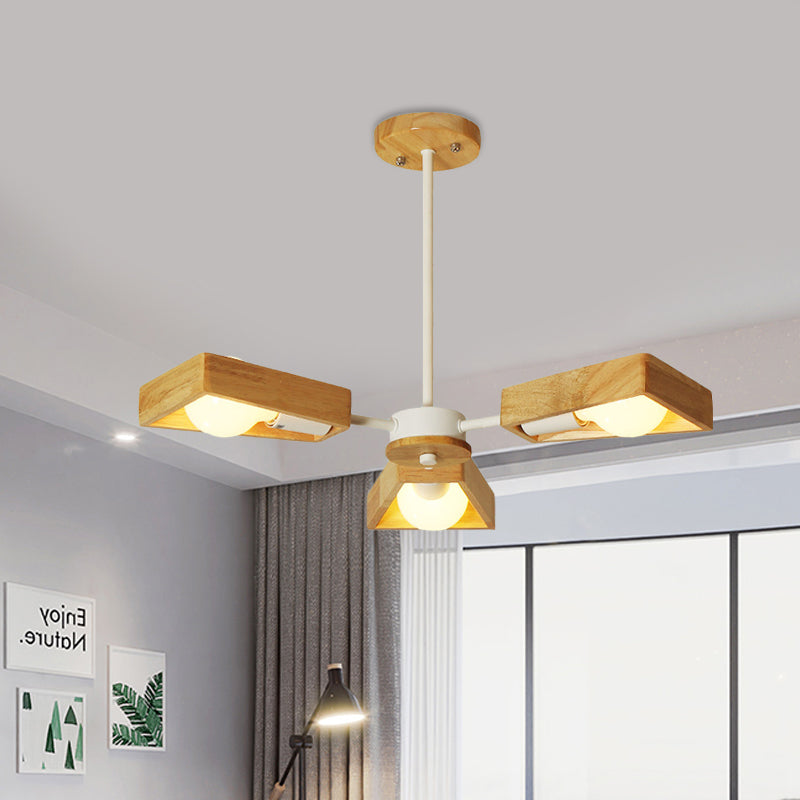Black/White Burst Flush Mount Chandelier Modern 3/5 Bulbs Wood Semi Flush Ceiling Light with Swivelable Frame