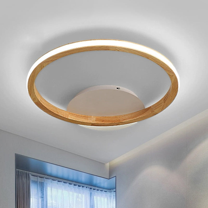 Lámpara empotrada de madera Simplicity Loop, accesorio de montaje en techo LED de 13"/17" de diámetro con diseño que brilla hacia fuera