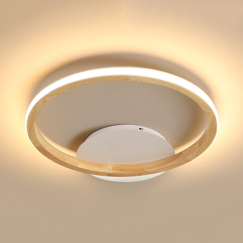 Lámpara empotrada de madera Simplicity Loop, accesorio de montaje en techo LED de 13"/17" de diámetro con diseño que brilla hacia fuera
