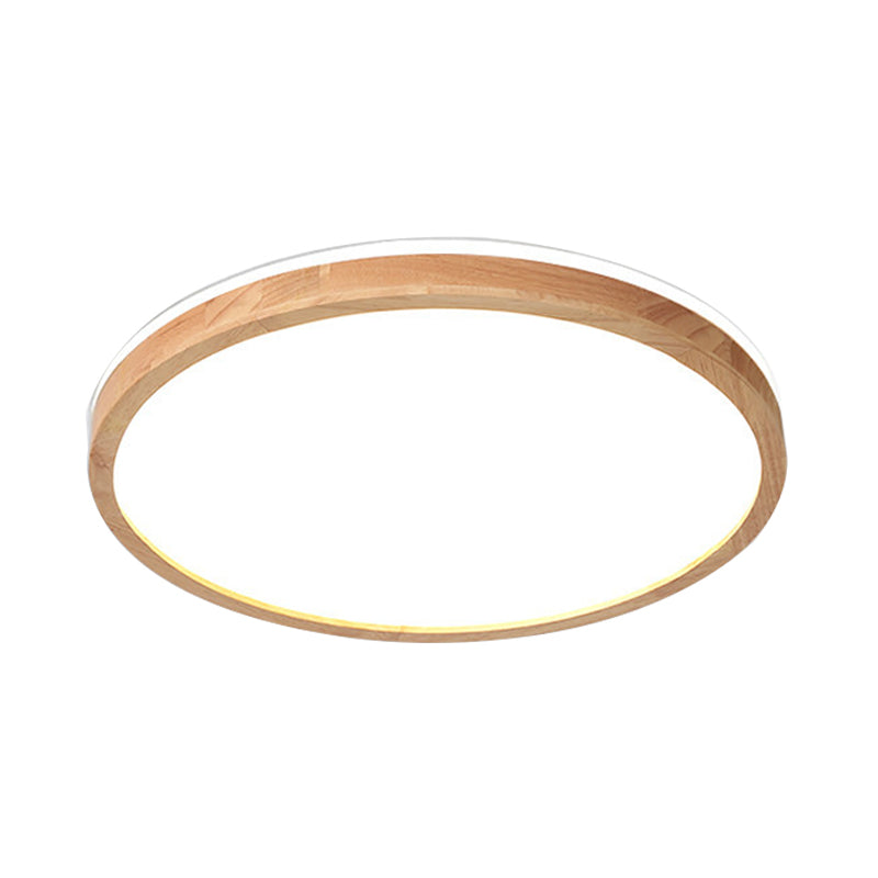 Lámpara de techo circular de madera con iluminación empotrada LED nórdica con pantalla acrílica en luz blanca/cálida, 12 "/16" de ancho