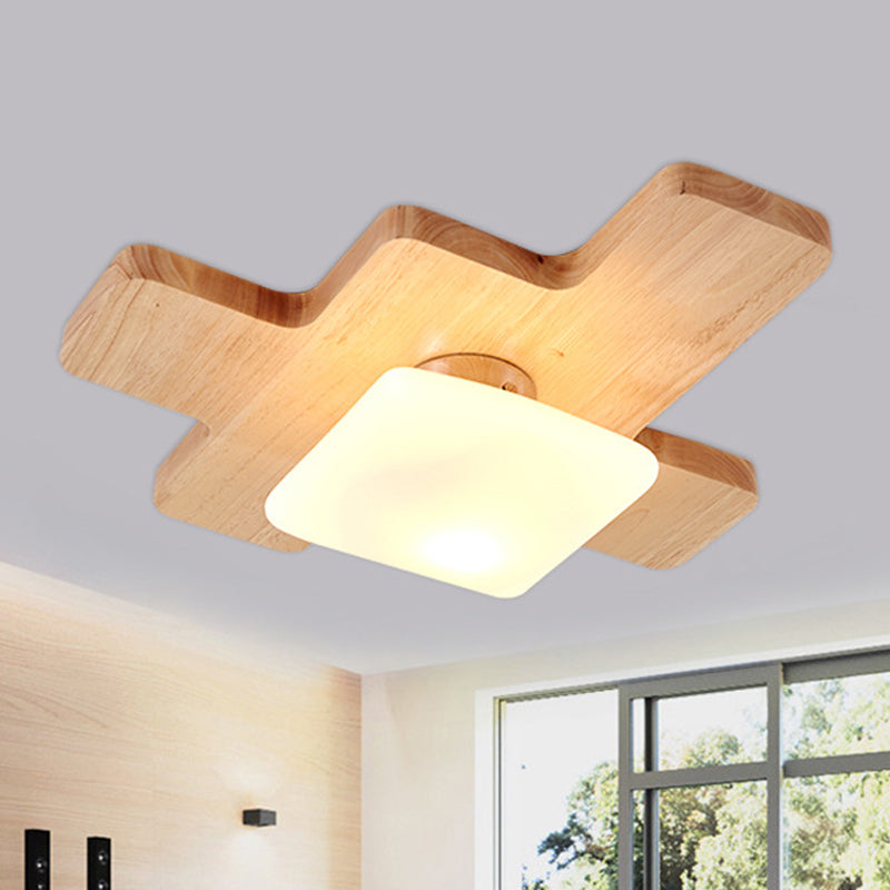 Jigsaw Puzzle Techo Rush Mount Nordic Creative Wood Family Room LED Flush Light con Acrílico Sombra