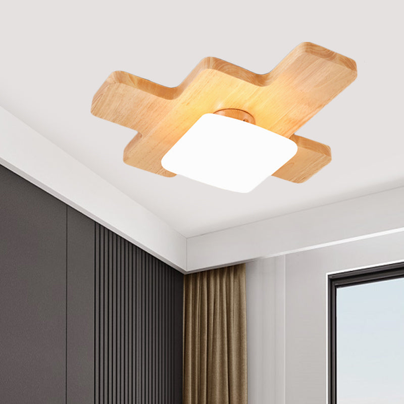 Jigsaw Puzzle Techo Rush Mount Nordic Creative Wood Family Room LED Flush Light con Acrílico Sombra