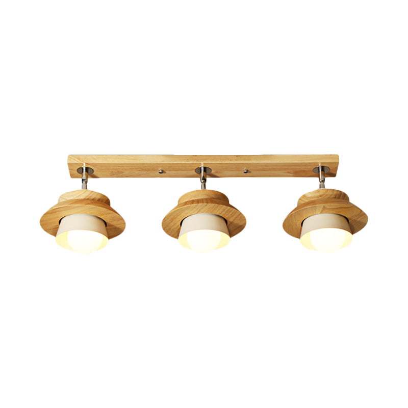 Dual Cap Shade Swivelable Flush Mount Nordic Wooden 3 - Light White Semimassimale Lampada per Sailing Room