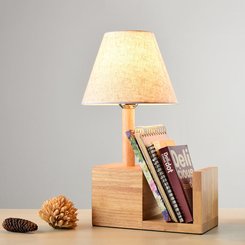 Table de tissu d'ombrage d'empire moderne 1 lampe de chevet de bulbe avec conception de la bibliothèque en beige