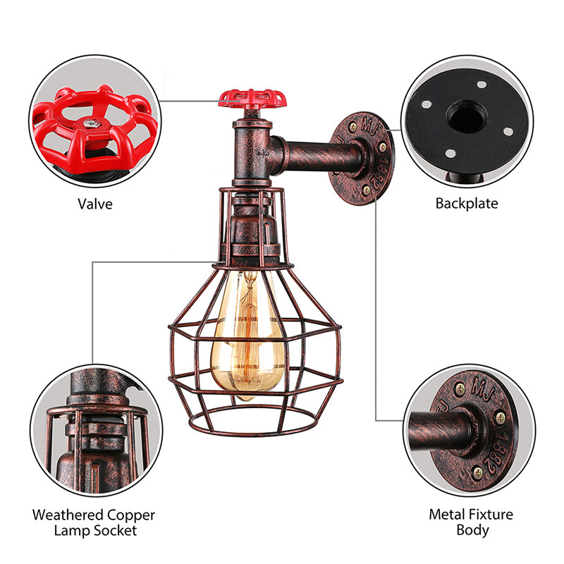 Globe Caged Corridor Wall Light Schaft