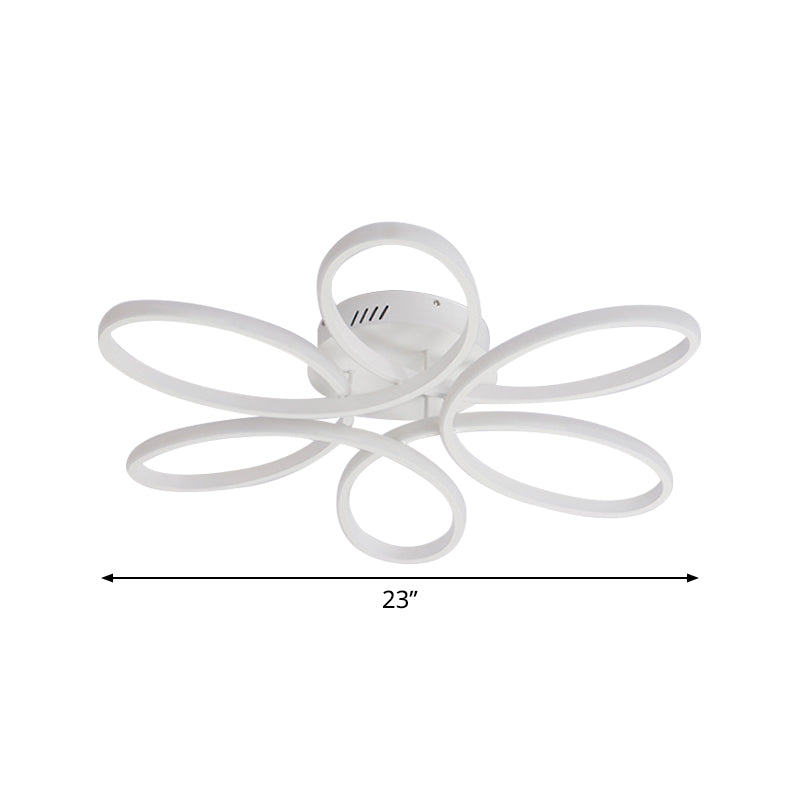 White Blossom Flush-Mount Light Fixture Modern Acrylic 23/29 Inches Wide LED Ceiling Lamp in Warm/White Light for Living Room