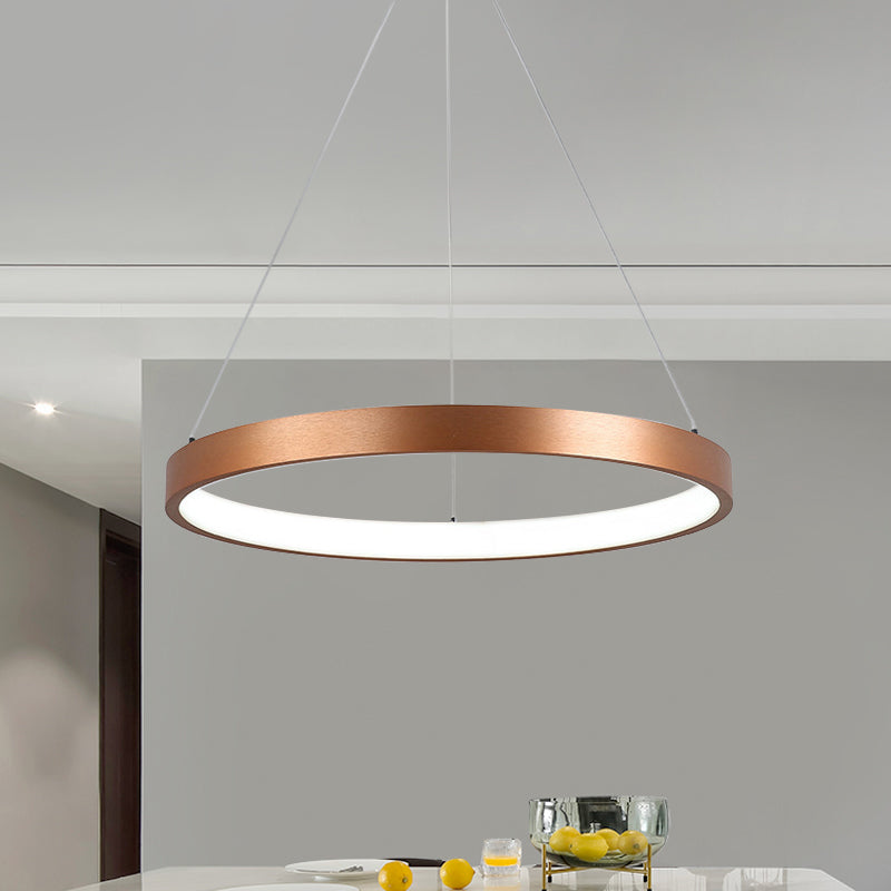 1/2/3-Tier Hoop Dinette Chandelier Metallic Minimalist LED Ceiling Pendant Light in Gold, Warm/White Light