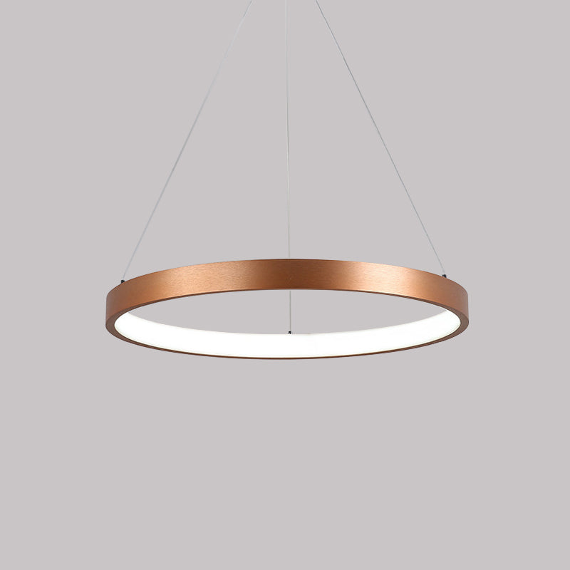 1/2/3-Tier Hoop Dinette Chandelier Metallic Minimalist LED Ceiling Pendant Light in Gold, Warm/White Light