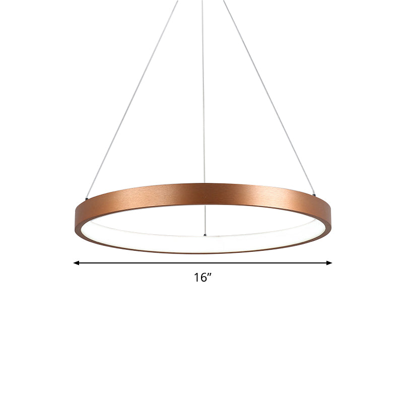 1/2/3-Tier Hoop Dinette Chandelier Metallic Minimalist LED Ceiling Pendant Light in Gold, Warm/White Light
