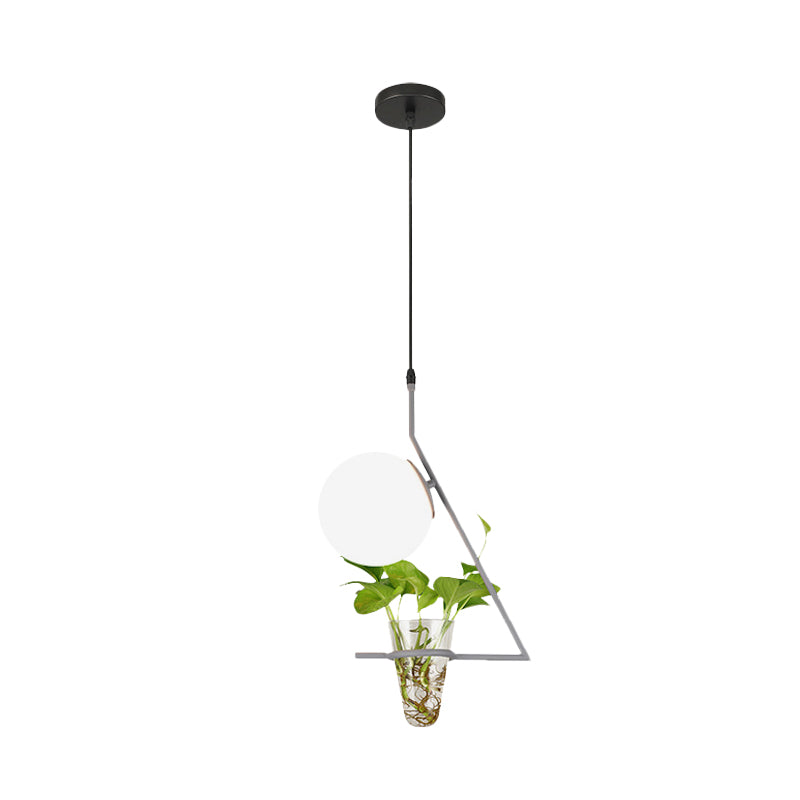 Farmhouse Ball Suspension Anhänger 1 Kopfmilchglas Hanges Leuchte in Schwarz/Grau/Gold mit Pflanzenbecher