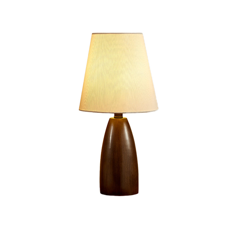 Mot en résine Stand de nuit lampe nordique simple table brun de table brune avec une nuance de tissu cône profond