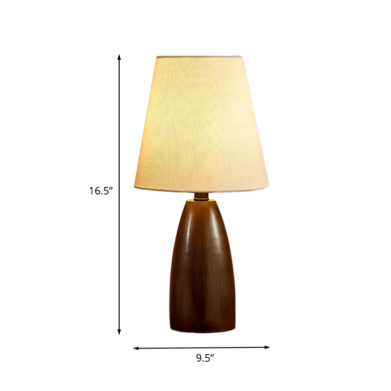 Mot en résine Stand de nuit lampe nordique simple table brun de table brune avec une nuance de tissu cône profond