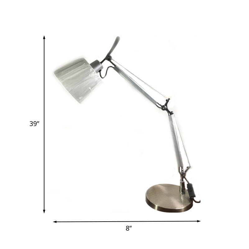 Côté à cône tronqué Light Moderniste moderniste 1 lampe de bureau Chrome HEAD avec bras oscillant à 2 articulations
