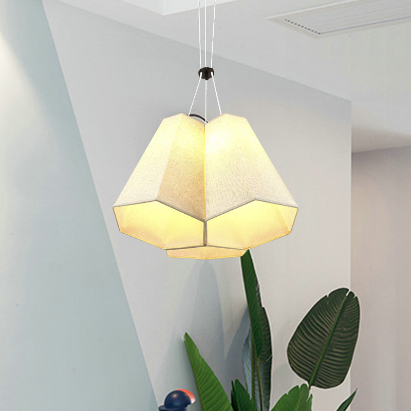 Witte zeshoek piramide druppel hanger modern 3 bollen stof multi -licht plafondlicht