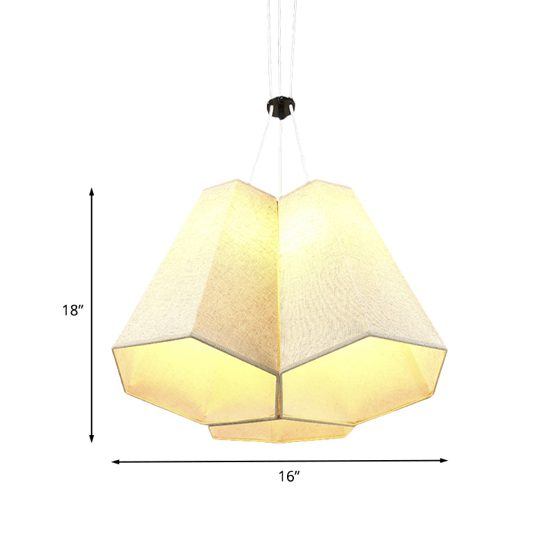 Witte zeshoek piramide druppel hanger modern 3 bollen stof multi -licht plafondlicht