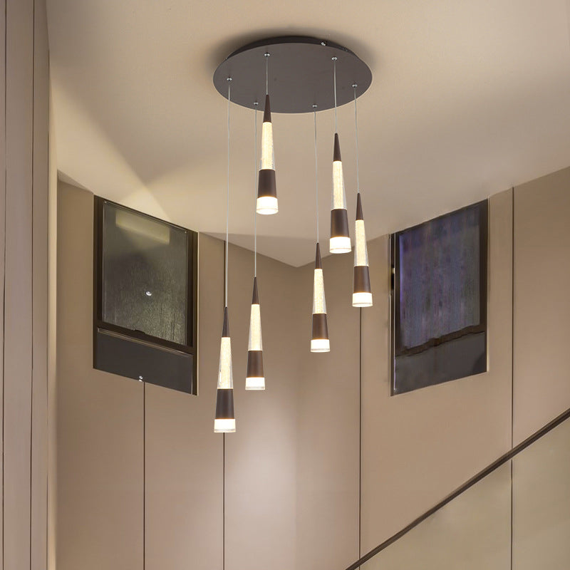 Modern Style Draping Multi Hanging Light Height Adjustable Aluminum 6 Bulbs Dining Room LED Pendant Lighting in Black/Gold