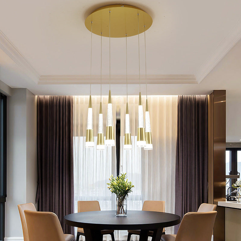 Modern Style Draping Multi Hanging Light Height Adjustable Aluminum 6 Bulbs Dining Room LED Pendant Lighting in Black/Gold