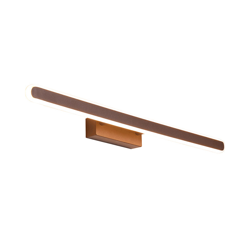 Simple Elongated Oval Iron Sconce 16"/23.5"/31.5" Long LED Vanity Wall Light in Brown for Bathroom, Warm/White Light