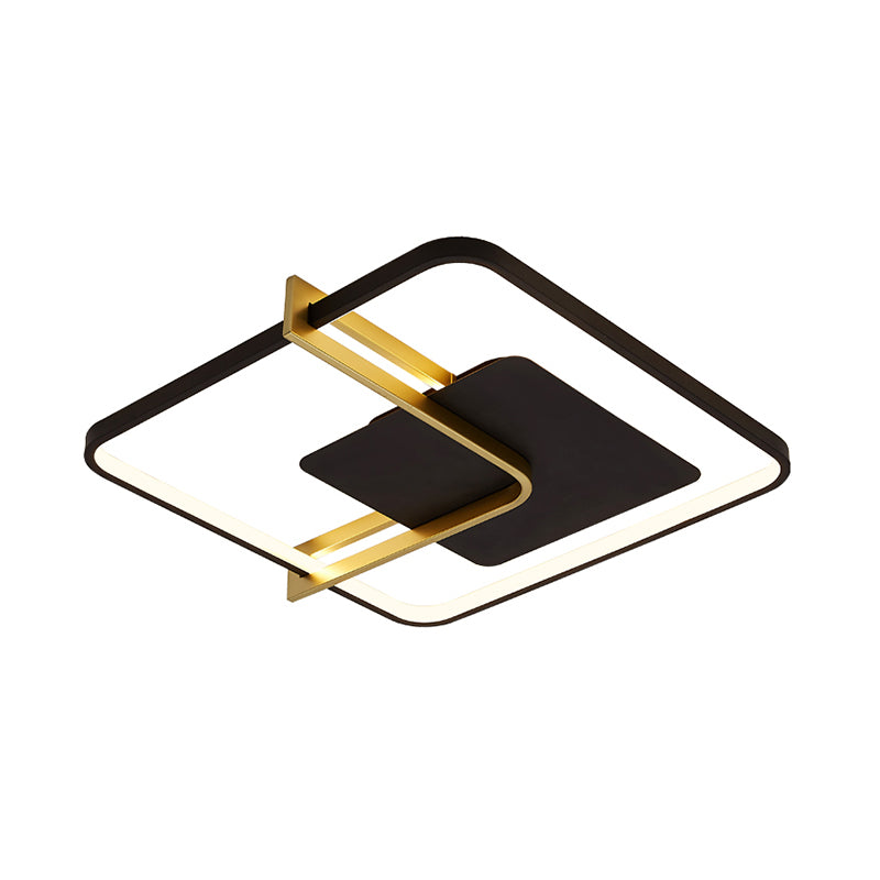Squared Thin Ceiling Flushmount Lamp Minimalism Acrylic Black/White-Gold LED Flush Light Fixture with Right Angle Curve