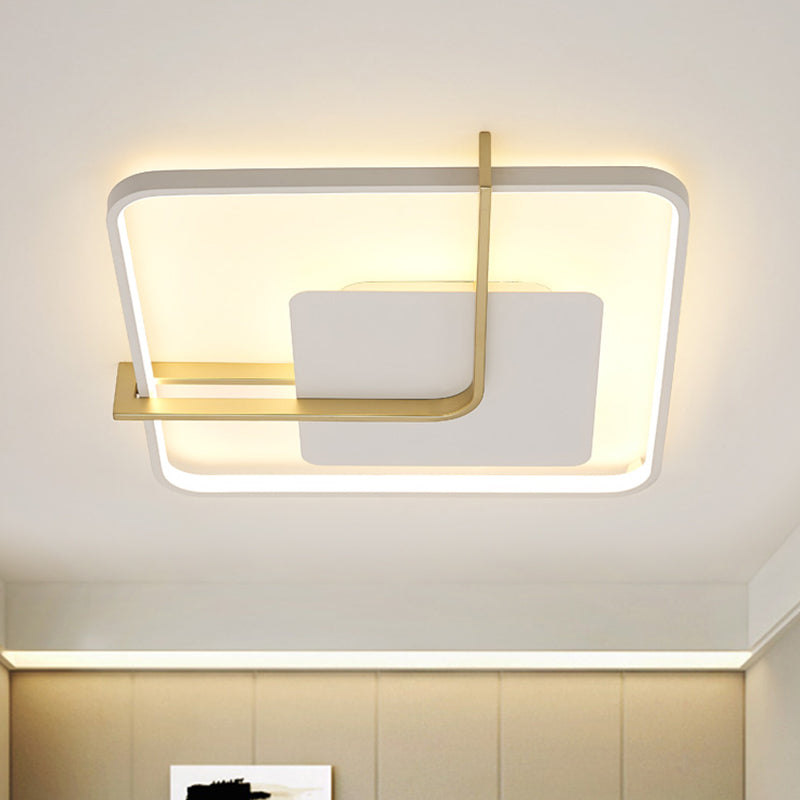 Squared Thin Ceiling Flushmount Lamp Minimalism Acrylic Black/White-Gold LED Flush Light Fixture with Right Angle Curve
