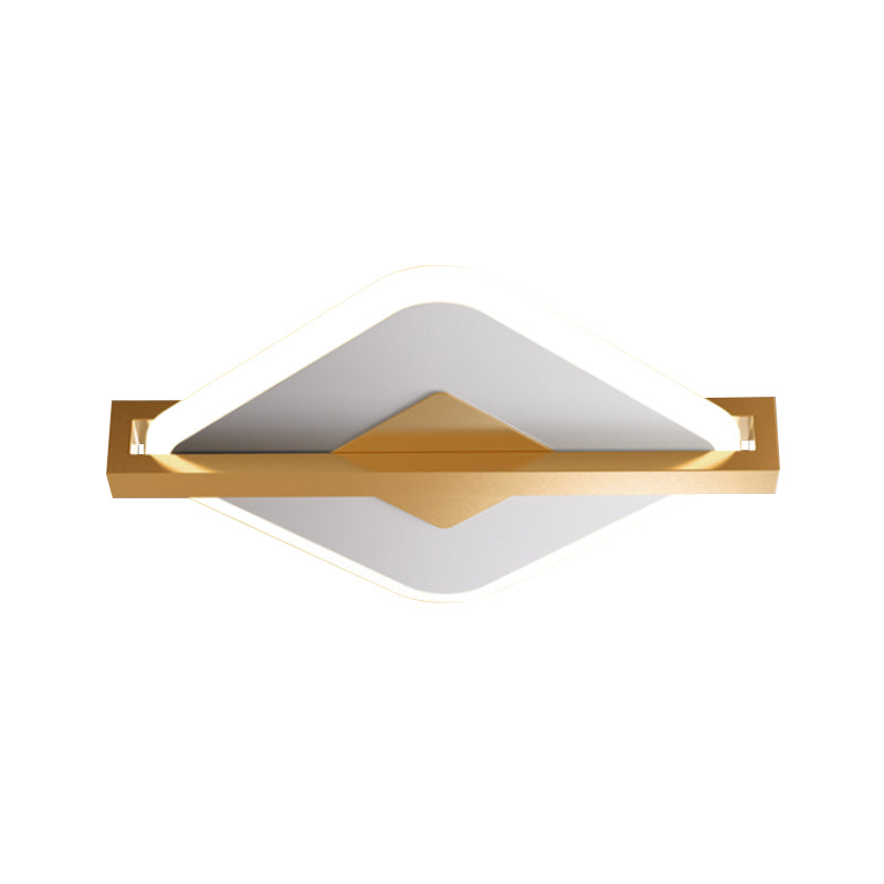 Black/White-Gold Rhombus Thin Flushmount Vintage Acrylic LED Ceiling Mount Light with Frame Guard