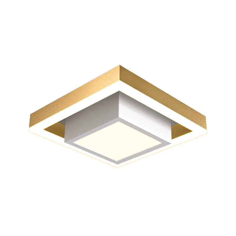 Luz de techo empotrada LED nórdica, accesorio de montaje empotrado pequeño cuadrado doble negro/dorado/café con pantalla acrílica para pasillo