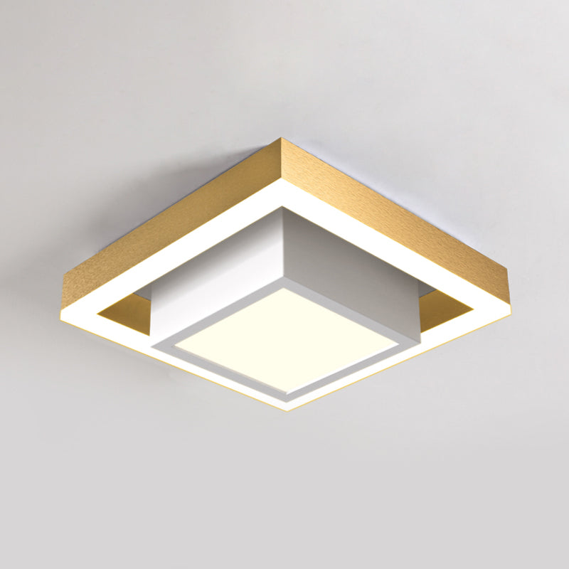 Luz de techo empotrada LED nórdica, accesorio de montaje empotrado pequeño cuadrado doble negro/dorado/café con pantalla acrílica para pasillo
