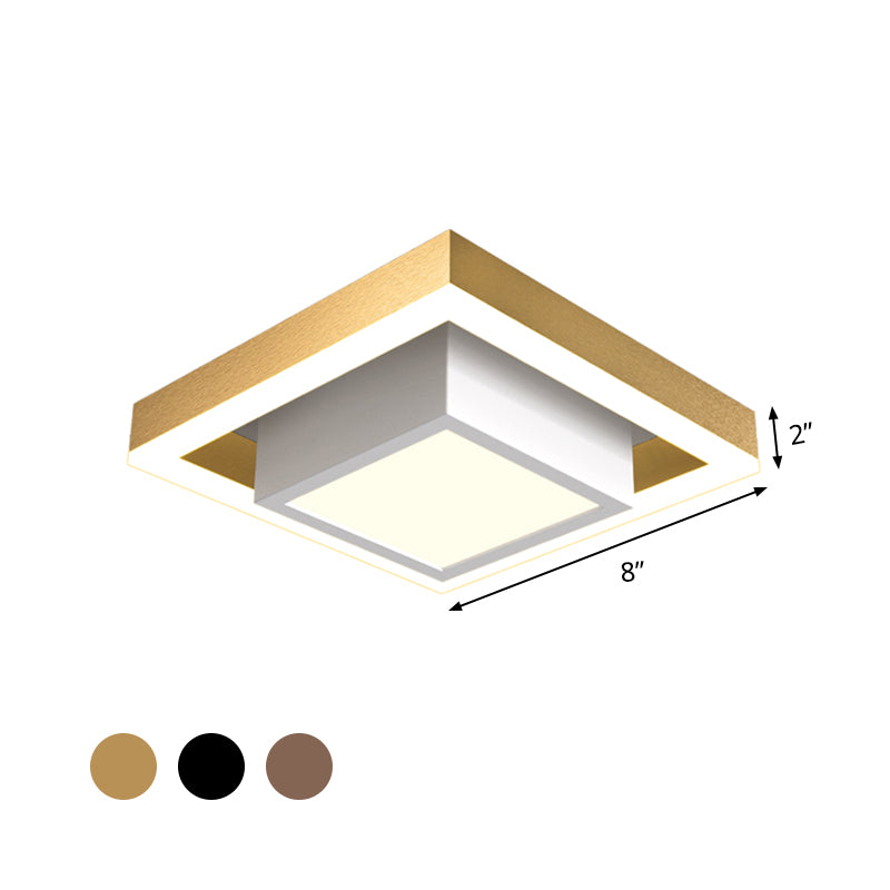 Luz de techo empotrada LED nórdica, accesorio de montaje empotrado pequeño cuadrado doble negro/dorado/café con pantalla acrílica para pasillo