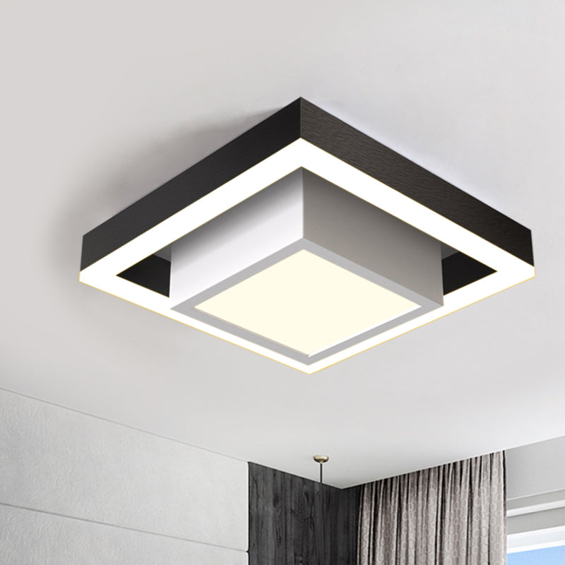 Luz de techo empotrada LED nórdica, accesorio de montaje empotrado pequeño cuadrado doble negro/dorado/café con pantalla acrílica para pasillo