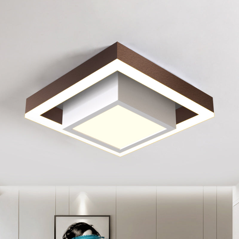 Luz de techo empotrada LED nórdica, accesorio de montaje empotrado pequeño cuadrado doble negro/dorado/café con pantalla acrílica para pasillo