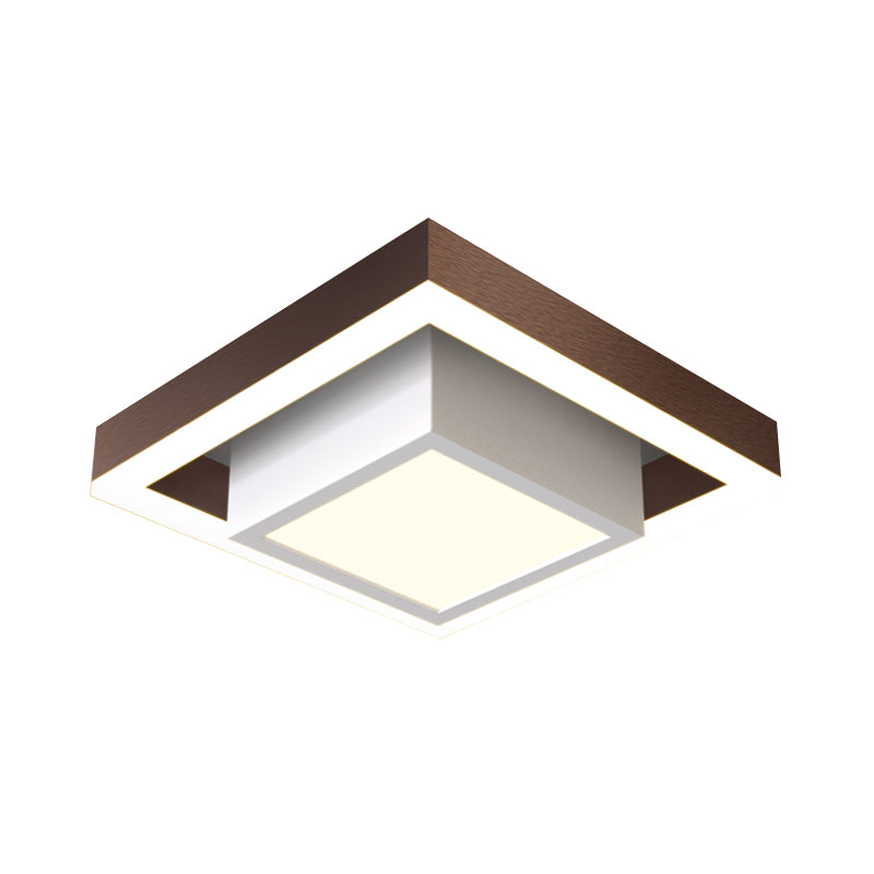 Luz de techo empotrada LED nórdica, accesorio de montaje empotrado pequeño cuadrado doble negro/dorado/café con pantalla acrílica para pasillo