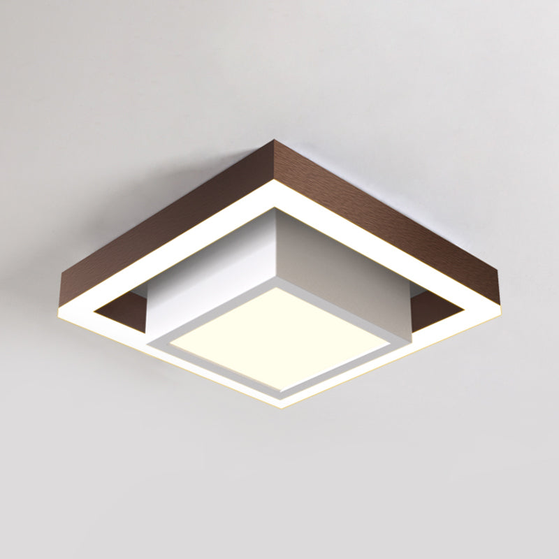 Luz de techo empotrada LED nórdica, accesorio de montaje empotrado pequeño cuadrado doble negro/dorado/café con pantalla acrílica para pasillo