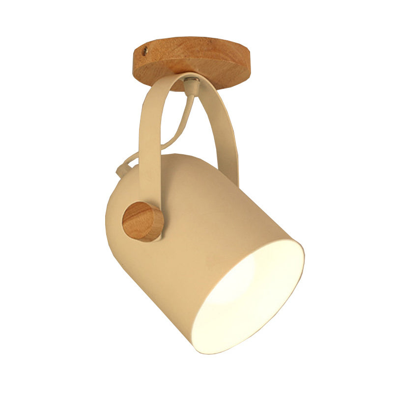 Kleine verlängerte Kuppel Semi Mount Beleuchtung Nordic Metall 1-Licht weiße Deckenbefestigung mit verstellbarem Griff