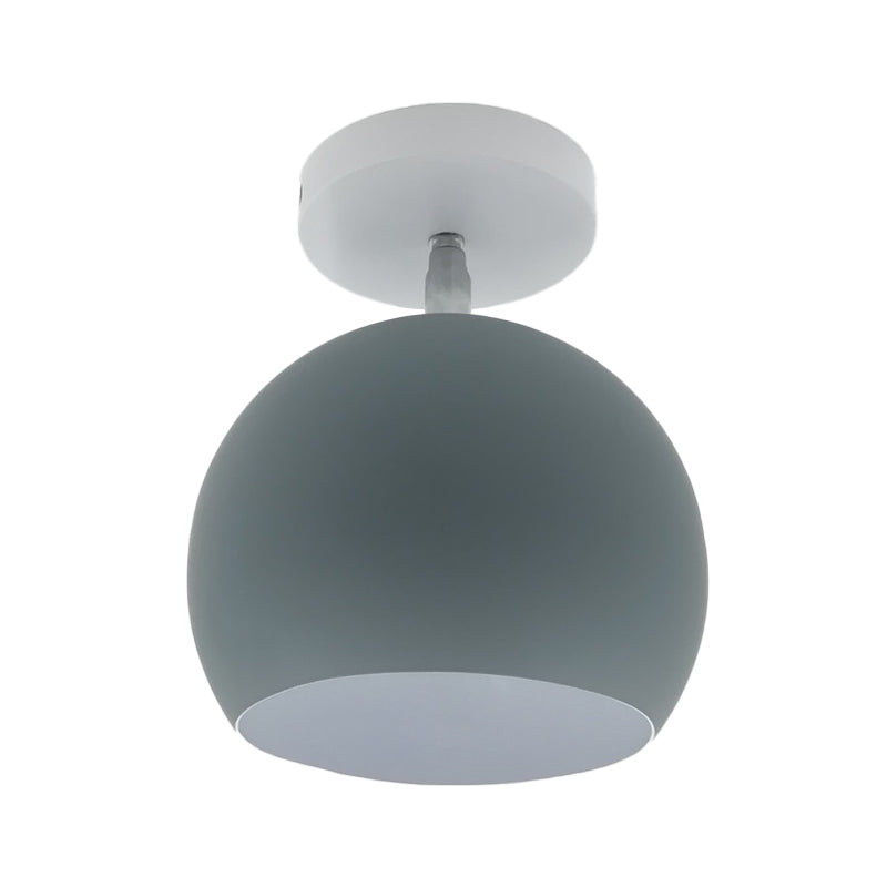 Small Half Sphere Adjustable Flush Mount Macaron Aluminum 1 Bulb Yellow/Pink/Grey Semi Flush Mount Lighting Fixture