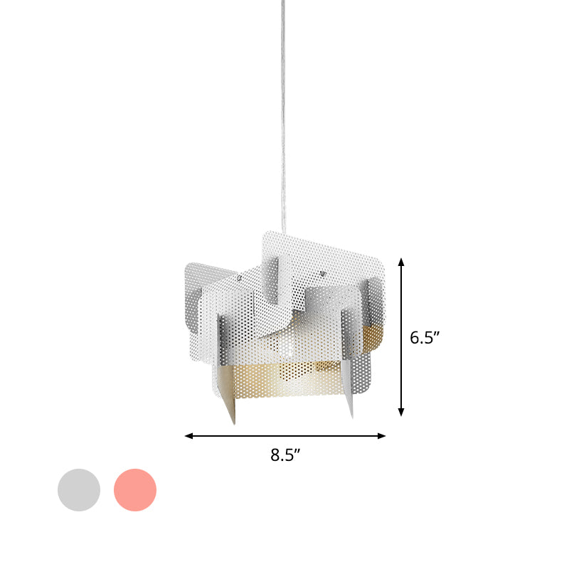 Stahlspleiß Mesh Bildschirm Drop Anhänger Moderne Vogue 1 Kopf rosa/grau Hangesende Deckenleuchte für Esszimmer
