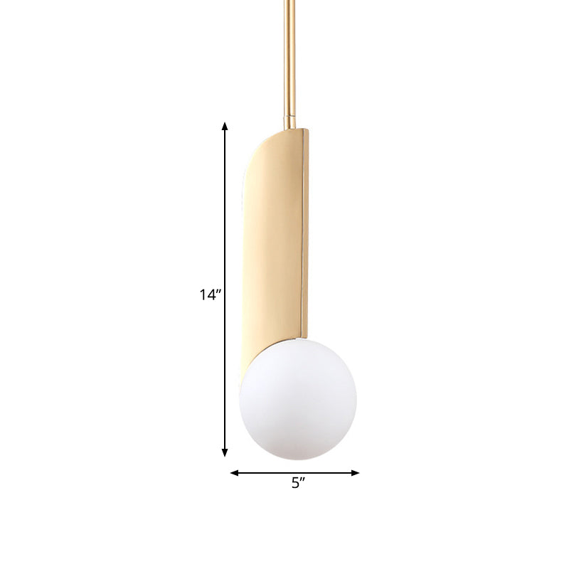 Colonial Spherical Ceiling Pendant Light 1 Bulb Ivory Glass Suspension Lighting in Gold for Living Room