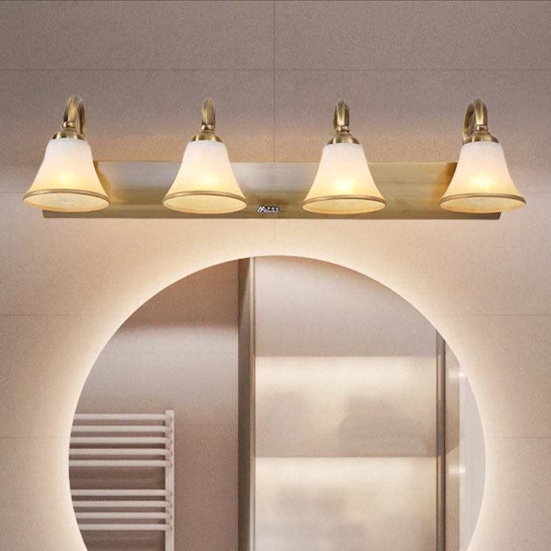 Goud 2/3/4 lampen Vanity SCONCE VINTAGE OPAL GLAS BEL MULT Monteerverlichting met metalen dompelarm