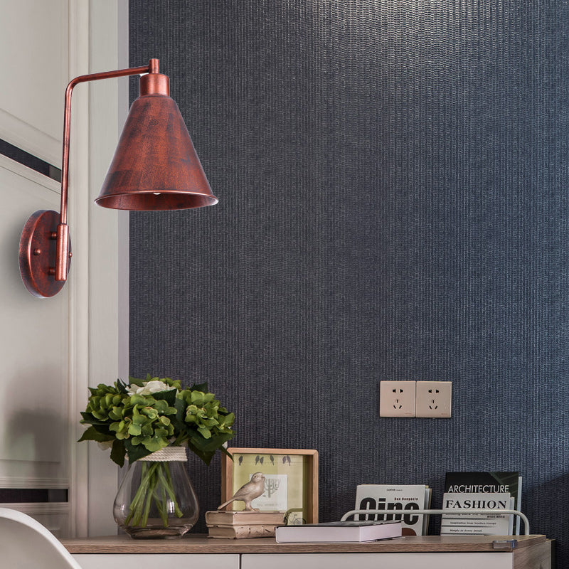 1 lampada con lampada con parete vintage con parete conica lampadina con braccio angolare per la fattoria